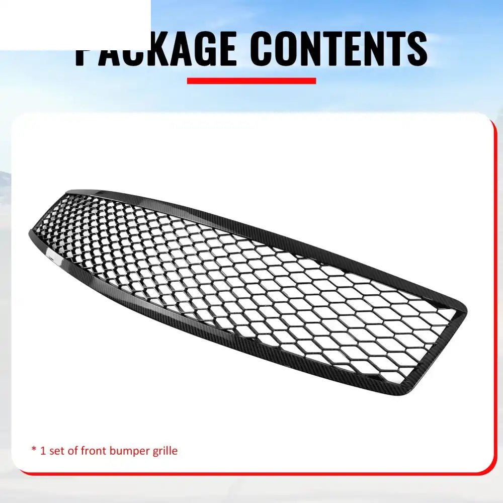 2007-2008 Infiniti G35 & 2009 G37 Sedan Honeycomb Style Front Bumper Upper Grille Replacement Carbon Fiber Print ABS