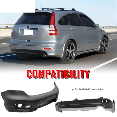 2007-2009 Honda CR-V CRV MD Style Front + Rear Bumper Cover PP Unpainted Black