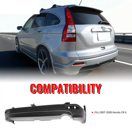 2007-2009 Honda CR-V CRV MD Style Rear Bumper Cover & Side Bracket PP Unpainted Black