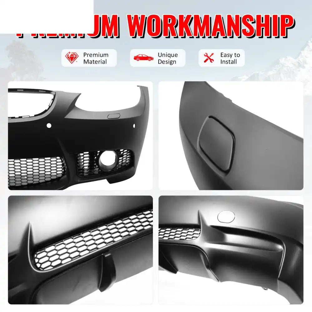 2007-2010 BMW E92 E93 3 Series M3 Style Front & Rear Bumper Cover PP Unpainted Black
