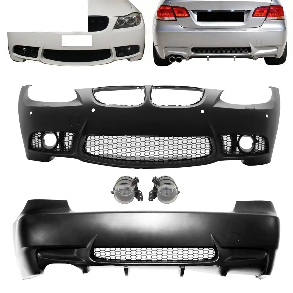 2007-2010 BMW E92 E93 3 Series M3 Style Front & Rear Bumper Cover PP Unpainted Black