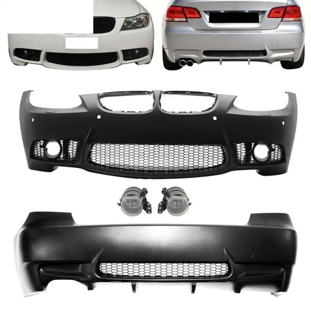 2007-2010 BMW E92 E93 3 Series M3 Style Front & Rear Bumper Cover PP Unpainted Black