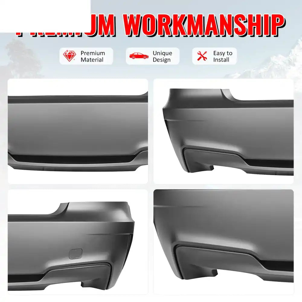 2007-2013 BMW 1-Series E82 Coupe & E88 1M Style Rear Bumper Cover PP Unpainted Black
