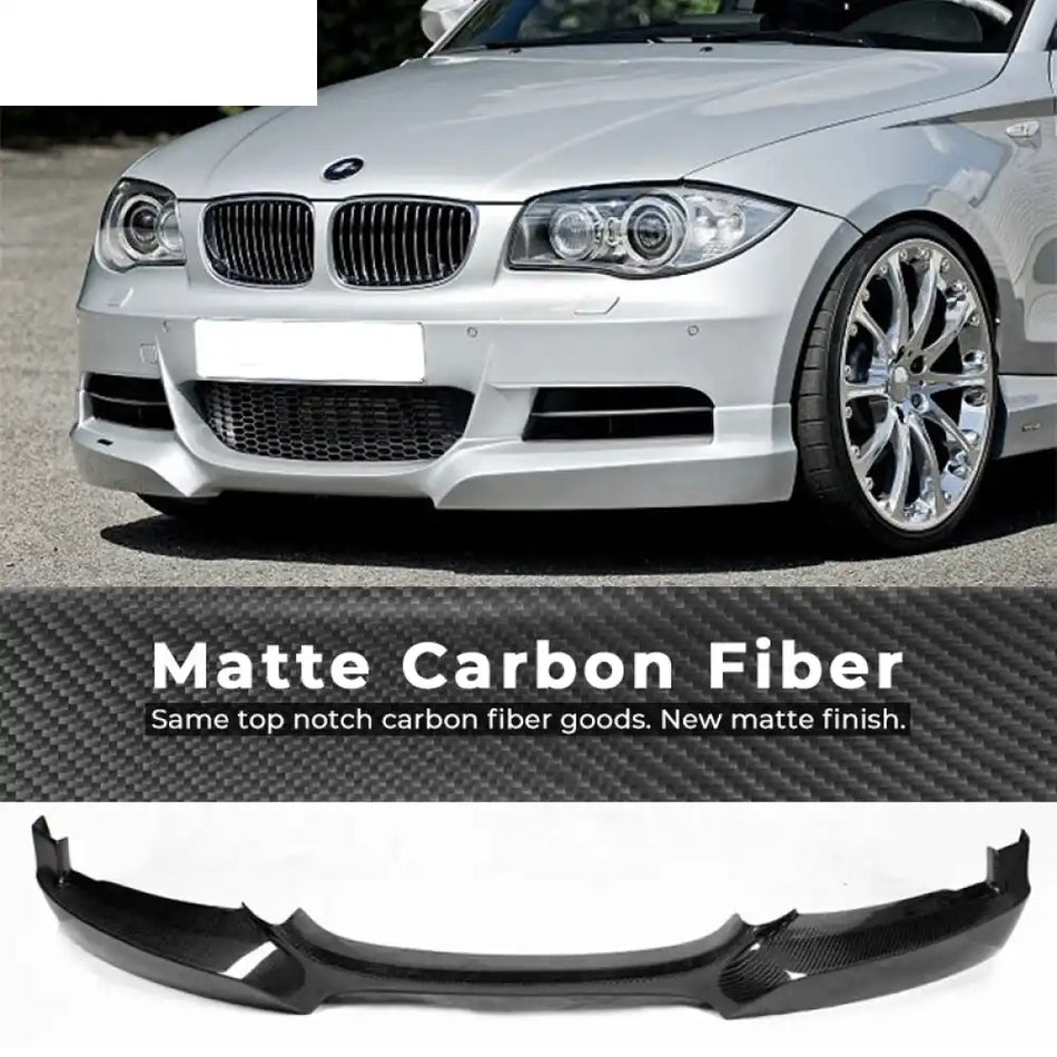 2007-2013 BMW 1 Series E82 M Sport HT Front Bumper Lip Carbon Fiber Matte Carbon Fiber