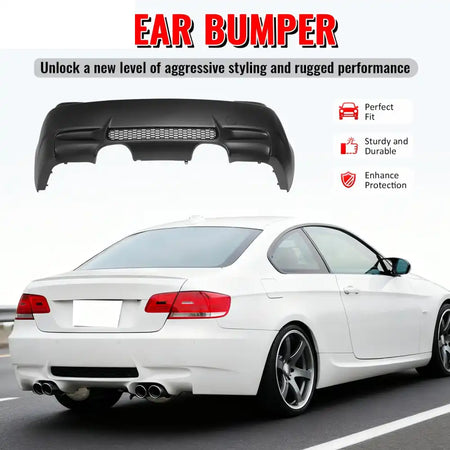 2007-2013 BMW E92 3-Series Coupe 2Dr M3 Style Rear Bumper Cover PP Unpainted Black
