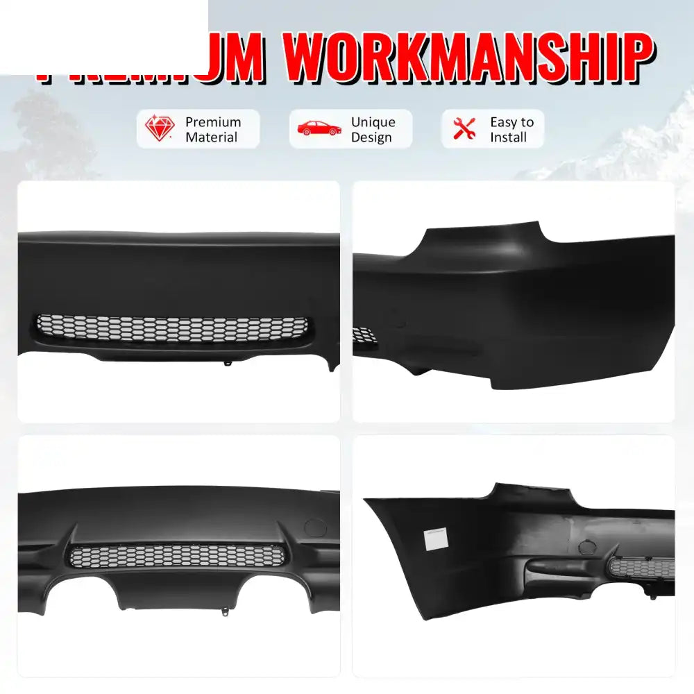 2007-2013 BMW E92 3-Series Coupe 2Dr M3 Style Rear Bumper Cover PP Unpainted Black