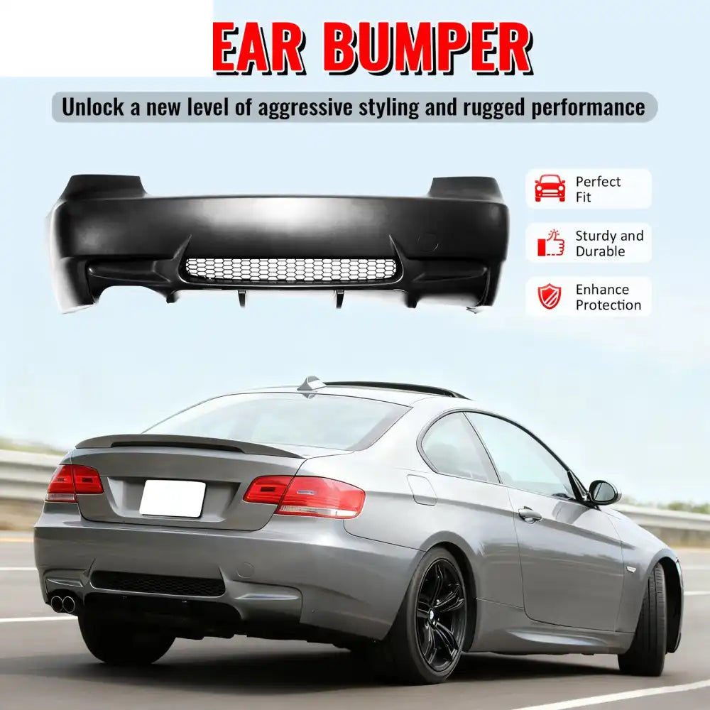 2007-2013 BMW E92 E93 3 Series M3 Style Unpainted Rear Bumper Cover PP Unpainted Black
