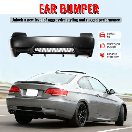 2007-2013 BMW E92 E93 3 Series M3 Style Unpainted Rear Bumper Cover PP Unpainted Black