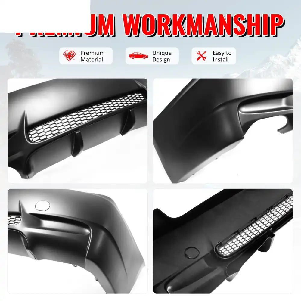 2007-2013 BMW E92 E93 3 Series M3 Style Unpainted Rear Bumper Cover PP Unpainted Black