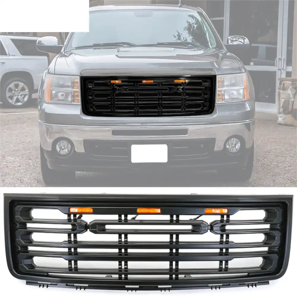 2007-2013 GMC Sierra 1500 Front Bumper Hood Grille Guard Grill Matte Black