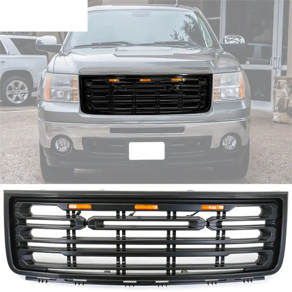 2007-2013 GMC Sierra 1500 Front Bumper Hood Grille Guard Grill Matte Black