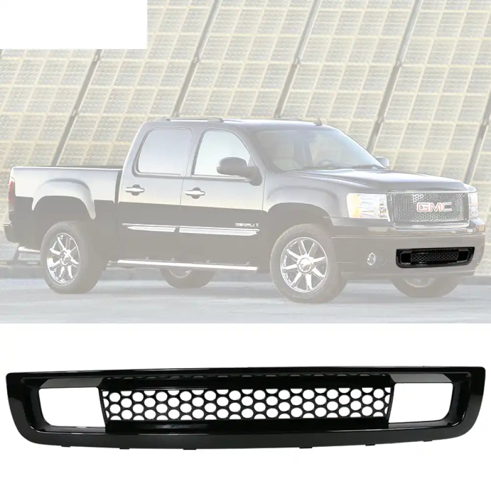 2007-2013 GMC Sierra 1500 Front Lower Grille Guards Bumper Grill ABS Gloss Black