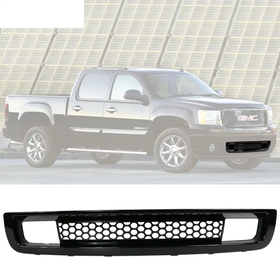 2007-2013 GMC Sierra 1500 Front Lower Grille Guards Bumper Grill ABS Gloss Black