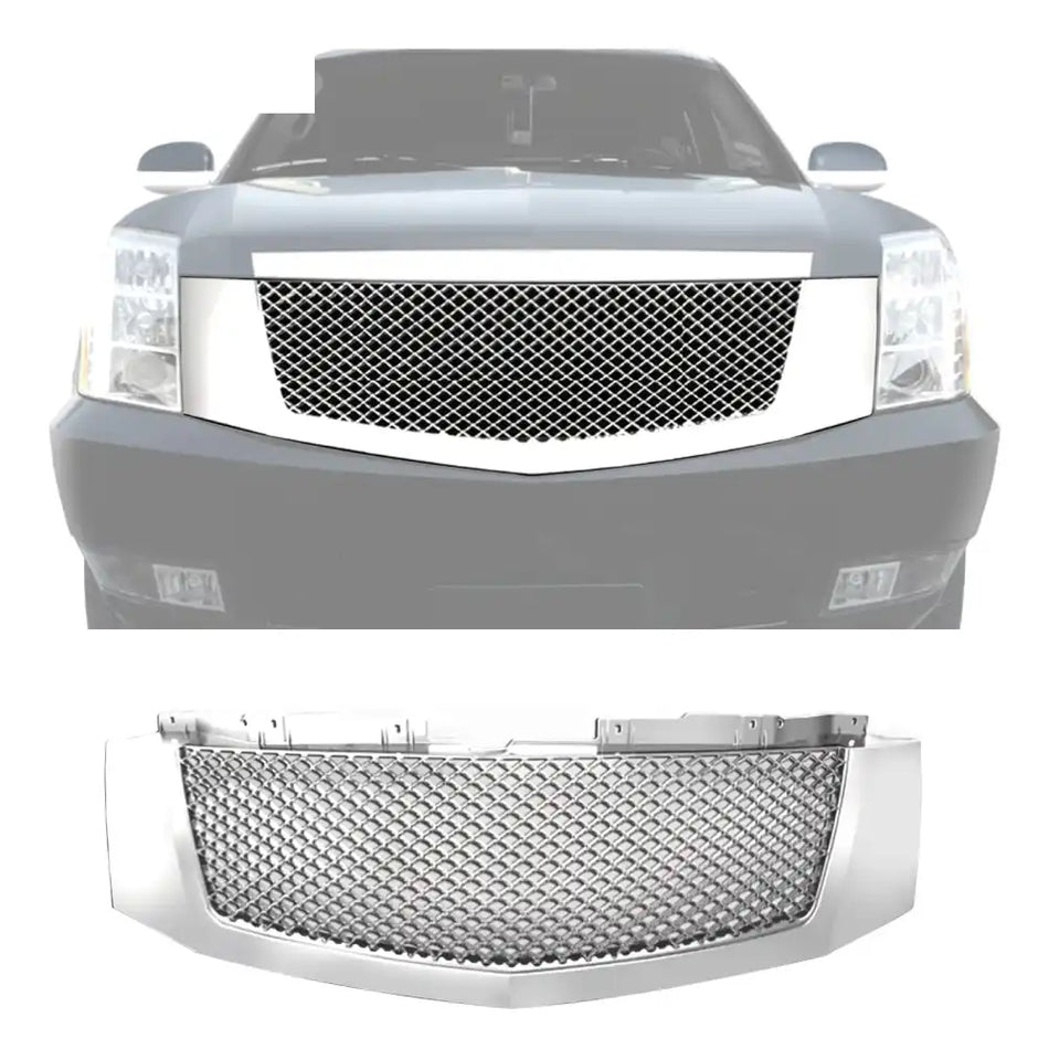 2007-2014 Cadillac Escalade Mesh Style Front Bumper Grille Chrome ABS