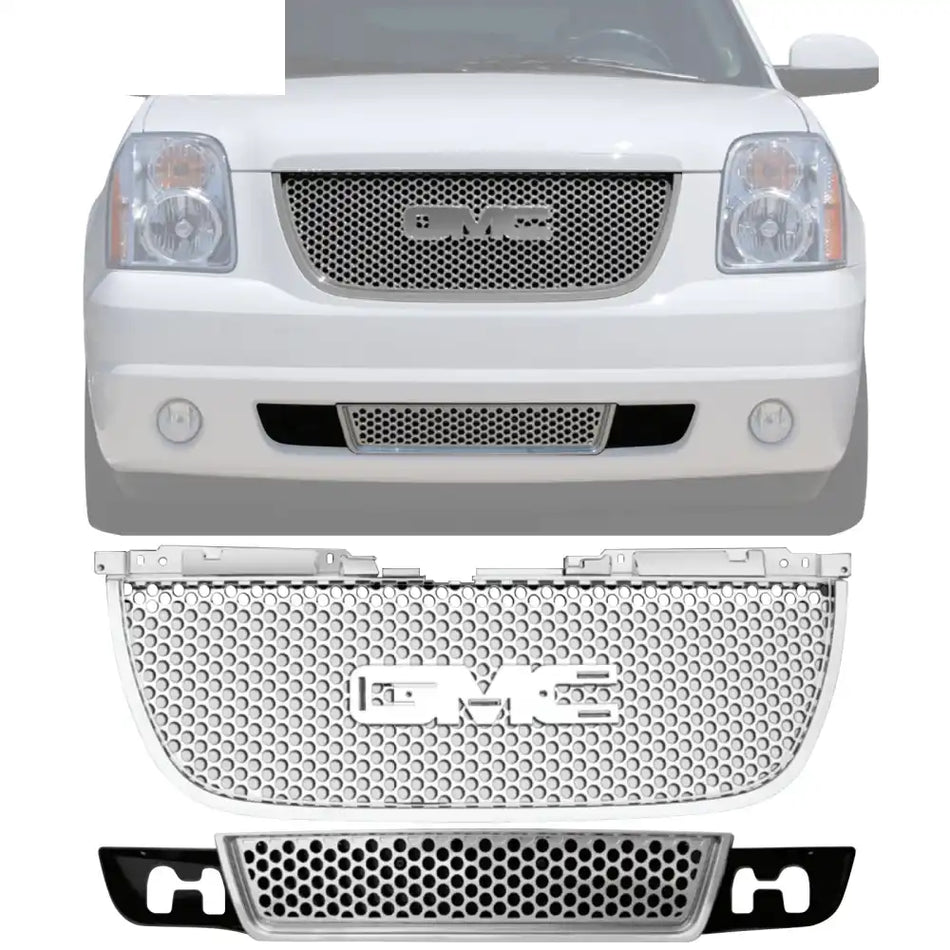 2007-2014 GMC Yukon Denali Style Chrome Front Upper Mesh Grille ABS Denali Style