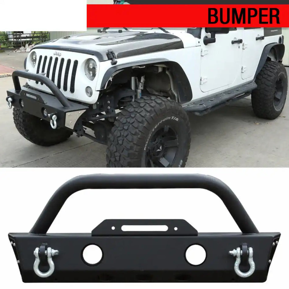 2007-2017 Jeep Wrangler JK Front Bumper Guard Winch Plate Light Steel