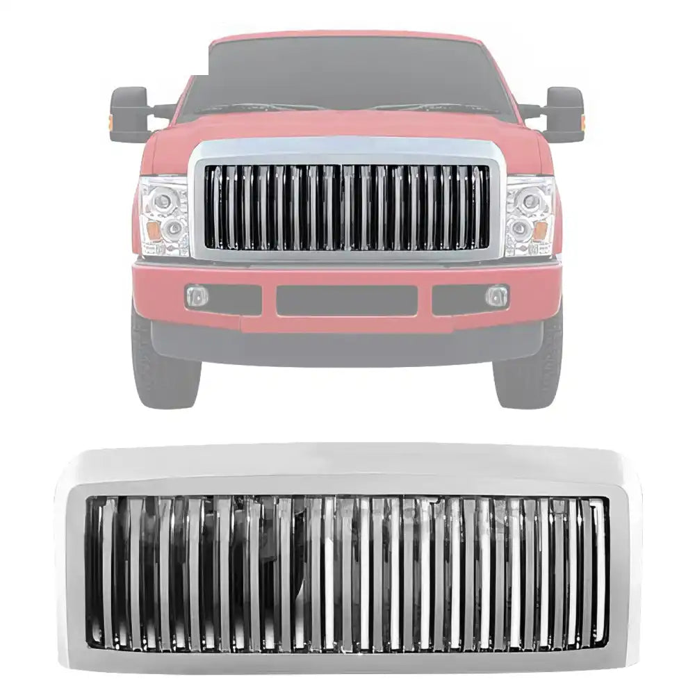 2008-2009 Ford Super Duty Front Bumper Upper Mesh Grille Grill Chrome