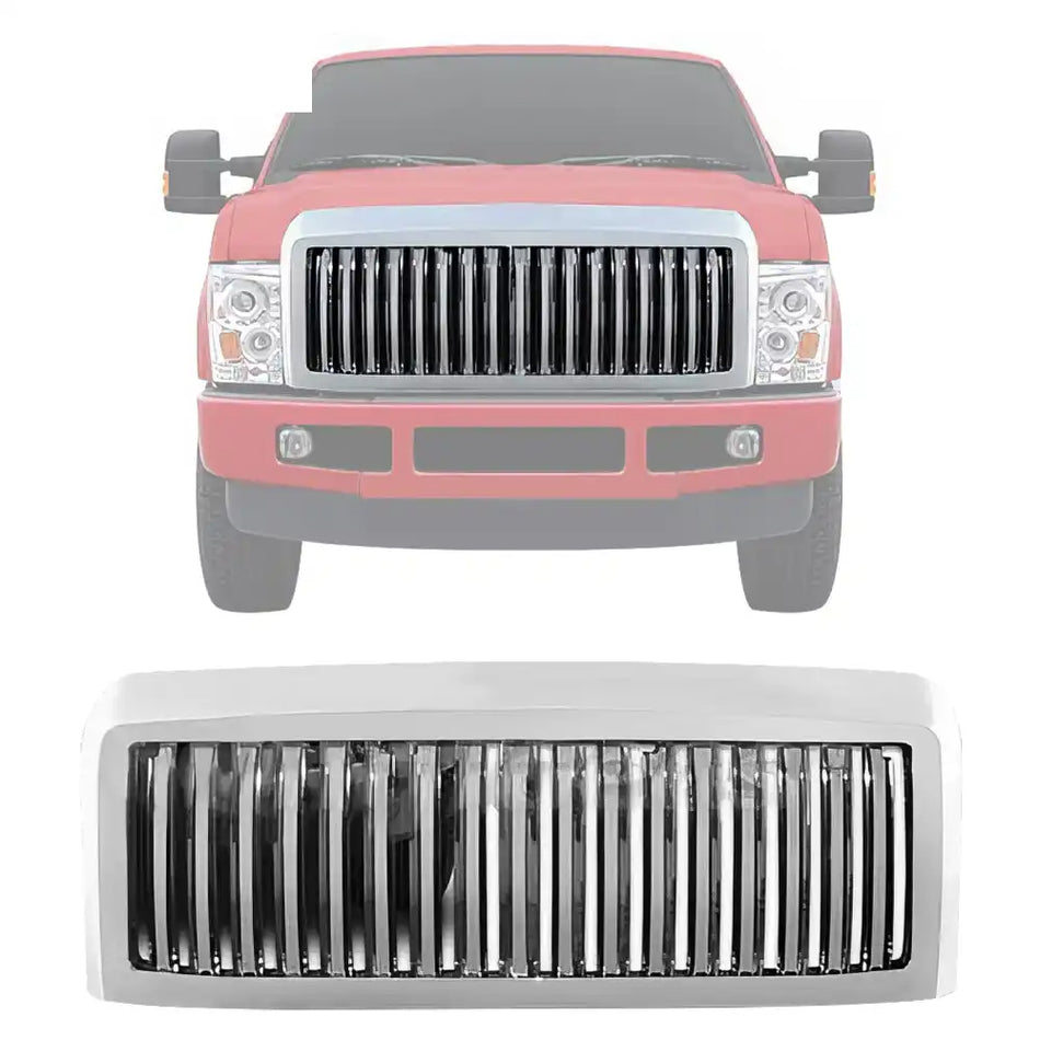 2008-2009 Ford Super Duty Front Bumper Upper Mesh Grille Grill Chrome