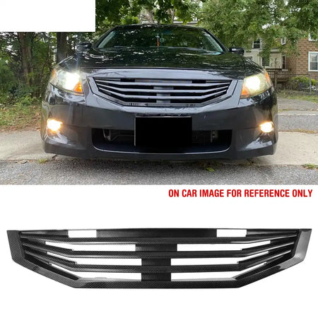 2008-2010 Honda Accord Coupe 2-Door Mugen Style Front Bumper Upper Grille Replacement Carbon Fiber Print ABS Carbon