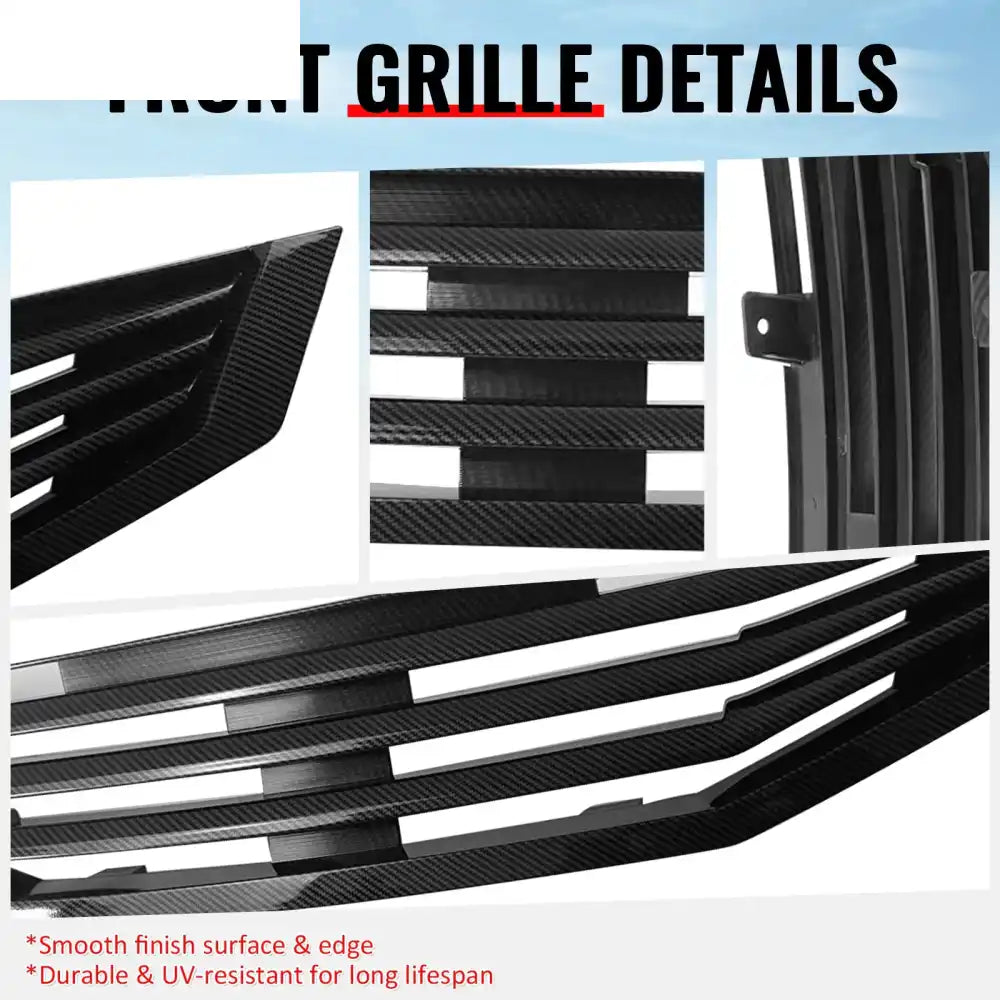 2008-2010 Honda Accord Coupe 2-Door Mugen Style Front Bumper Upper Grille Replacement Carbon Fiber Print ABS Carbon