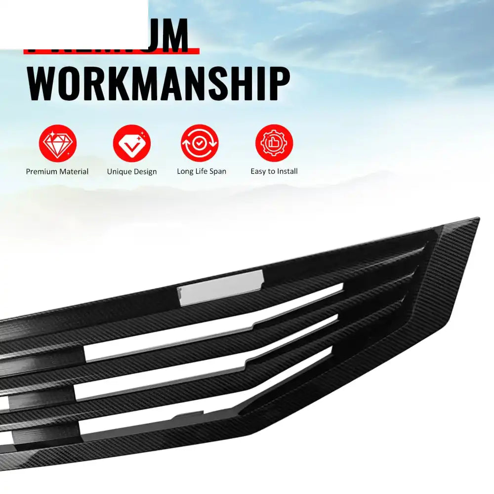 2008-2010 Honda Accord Coupe 2-Door Mugen Style Front Bumper Upper Grille Replacement Carbon Fiber Print ABS Carbon