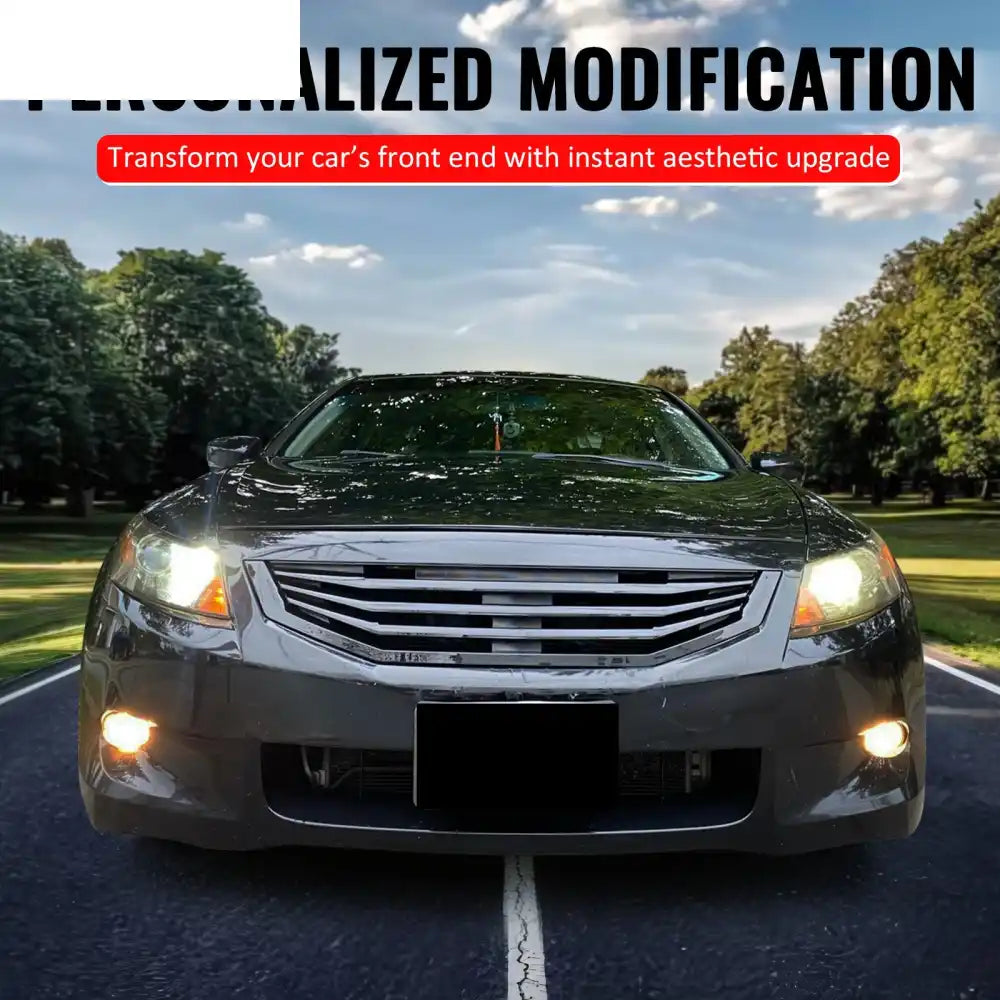 2008-2010 Honda Accord Coupe 2-Door Mugen Style Front Bumper Upper Grille Replacement Gloss Black ABS Gloss Black