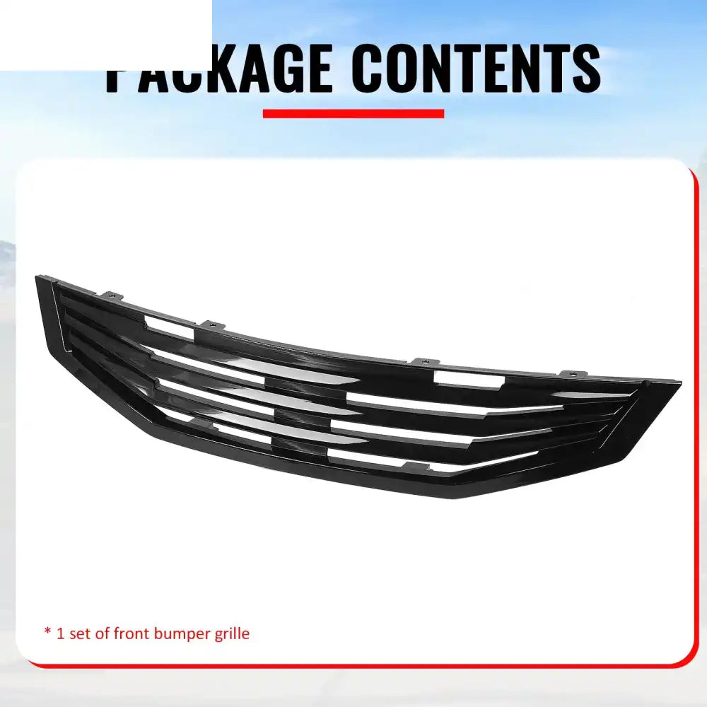2008-2010 Honda Accord Coupe 2-Door Mugen Style Front Bumper Upper Grille Replacement Gloss Black ABS Gloss Black