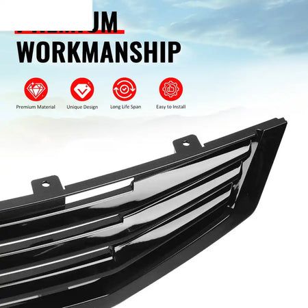 2008-2010 Honda Accord Coupe 2-Door Mugen Style Front Bumper Upper Grille Replacement Gloss Black ABS Gloss Black