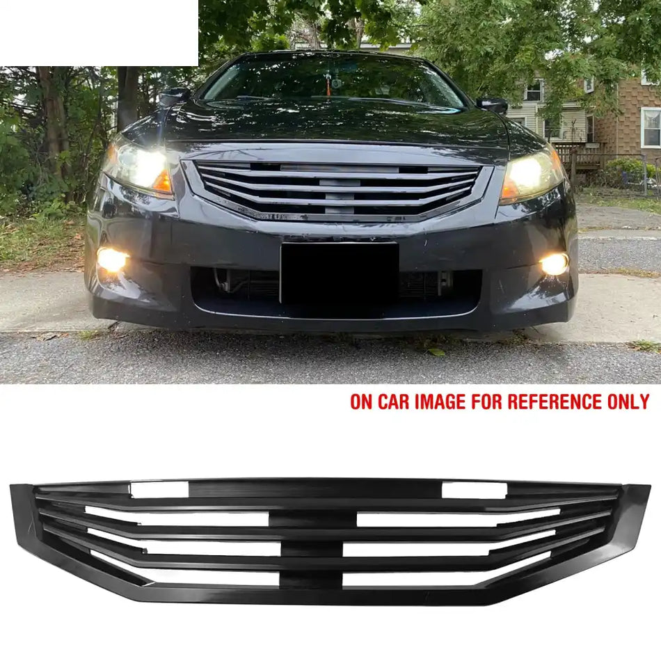2008-2010 Honda Accord Coupe 2-Door Mugen Style Front Bumper Upper Grille Replacement Matte Black ABS Matte Black