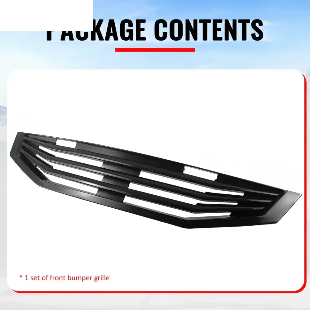 2008-2010 Honda Accord Coupe 2-Door Mugen Style Front Bumper Upper Grille Replacement Matte Black ABS Matte Black