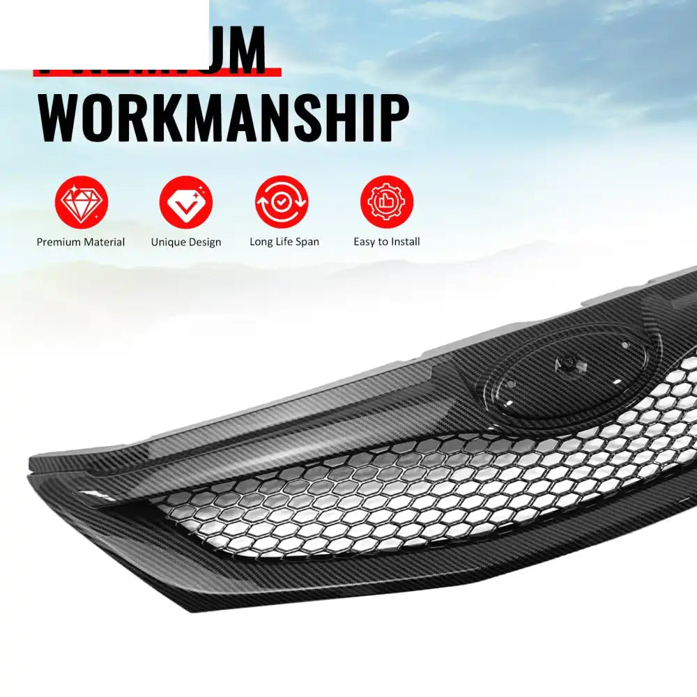 2008-2010 Subaru Impreza WRX & WRX STI Hatchback Honeycomb Style Front Bumper Upper Grille Carbon Fiber Print ABS