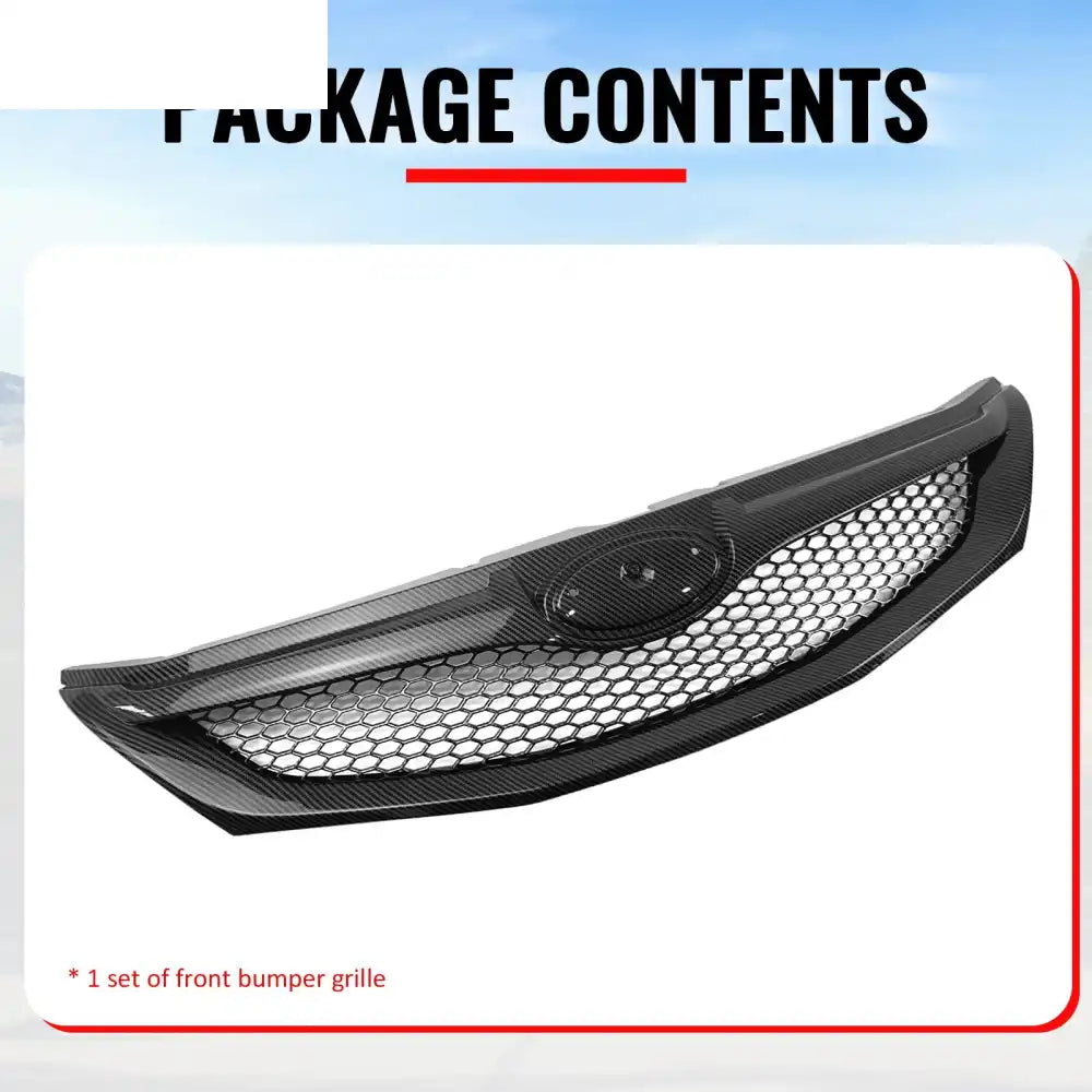 2008-2010 Subaru Impreza WRX & WRX STI Hatchback Honeycomb Style Front Bumper Upper Grille Carbon Fiber Print ABS