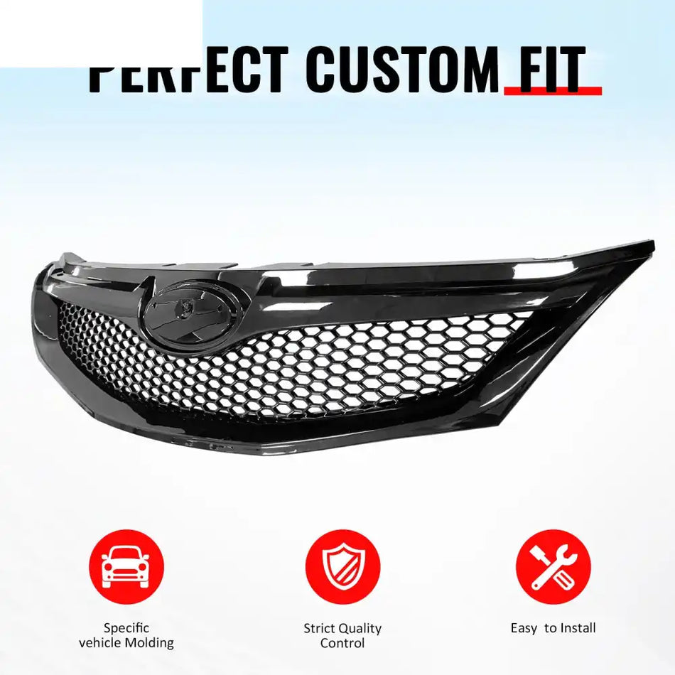 2008-2010 Subaru Impreza WRX & WRX STI Hatchback Honeycomb Style Front Bumper Upper Grille Replacement Gloss Black ABS