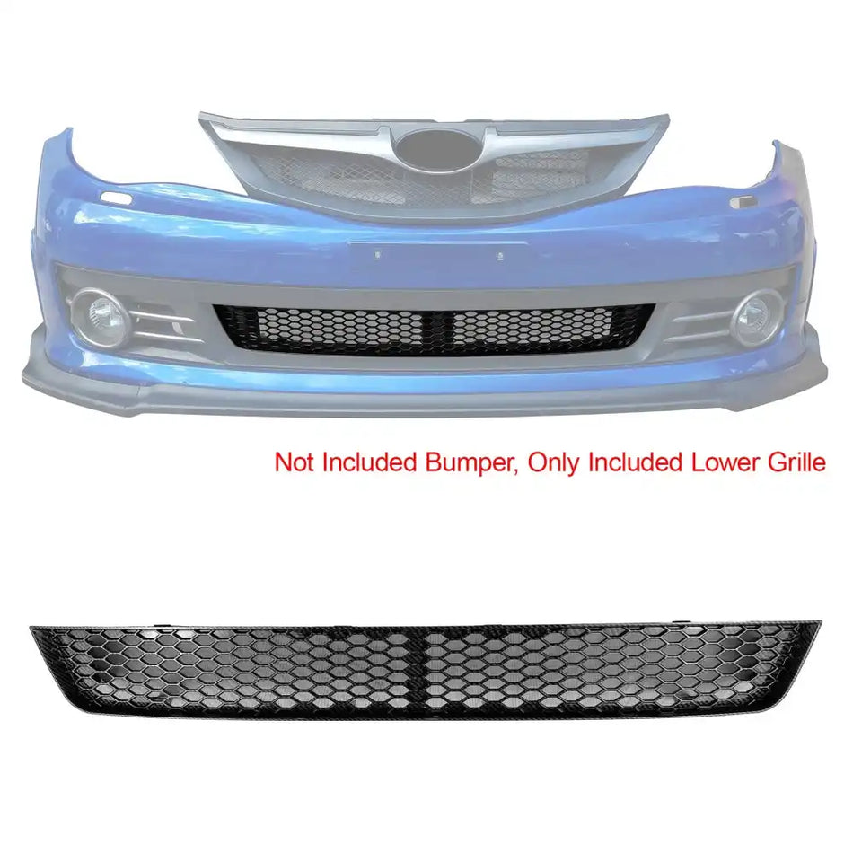 2008-2010 Subaru Impreza WRX STI Honeycomb Style Front Bumper Lower Grille Insect Prevention Carbon Fiber Print ABS