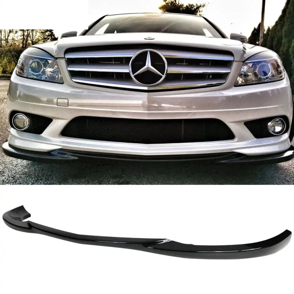 2008-2011 Benz W204 C Class GH Style Front Bumper Lip ABS Gloss Black