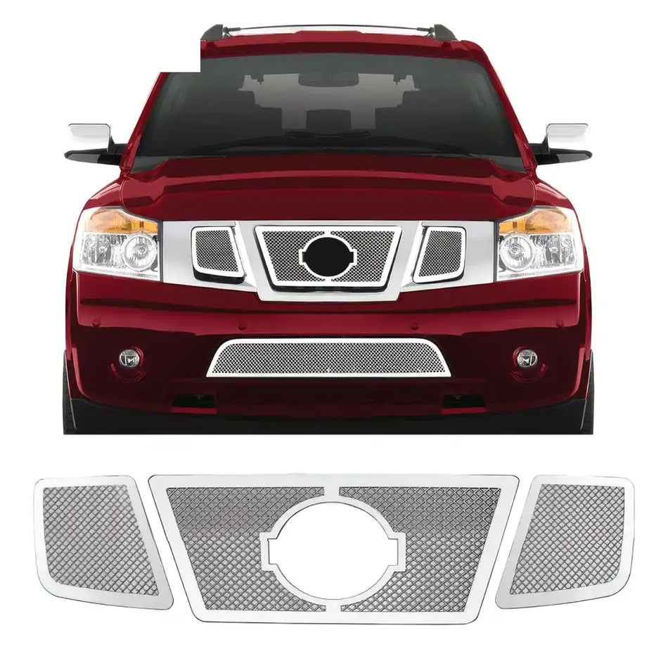 2008-2012 Nissan Armada Mesh Style Chrome Front Grille Stainless Steel