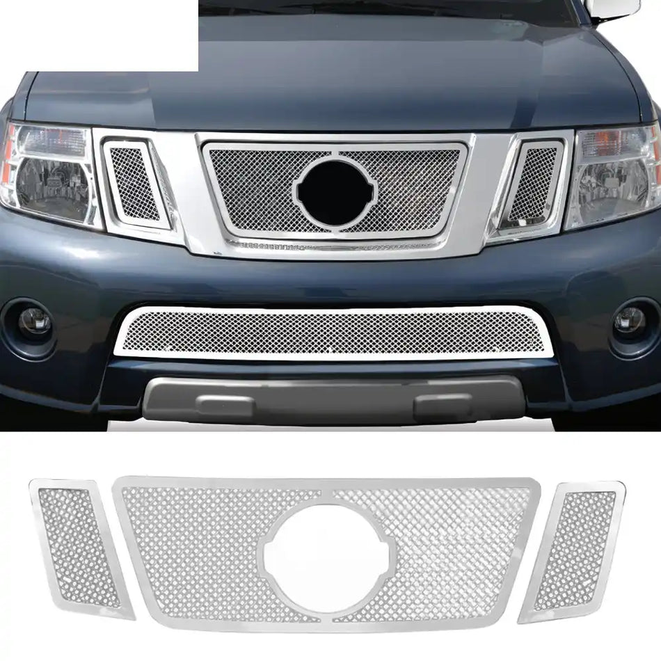 2008-2012 Nissan Pathfinder Mesh Chrome Front Grille Stainless Steel