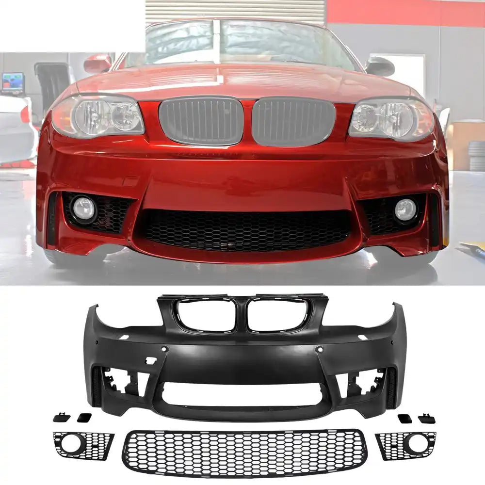 2008-2013 BMW 1-Series E82 E88 1M Matte Black Front Bumper Cover PP