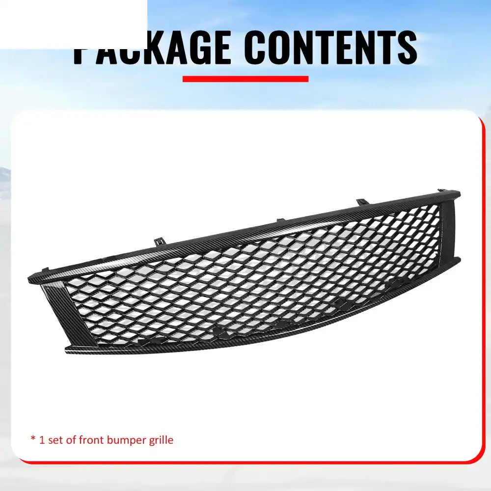 2008-2013 Infiniti G37 Coupe & 2014-2015 Q60 Honeycomb Style Front Bumper Upper Grille Replacement Carbon Fiber Print
