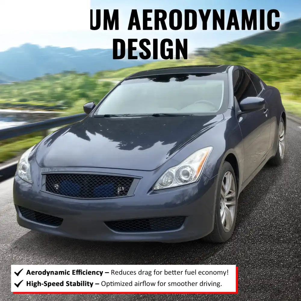 2008-2013 Infiniti G37 Coupe & 2014-2015 Q60 Honeycomb Style Front Bumper Upper Grille Replacement Gloss Black ABS