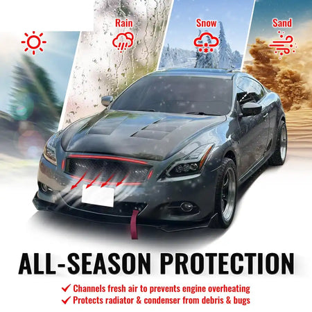 2008-2013 Infiniti G37 Coupe & 2014-2015 Q60 Honeycomb Style Front Bumper Upper Grille Replacement Gloss Black ABS