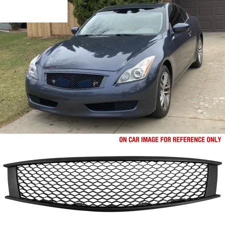 2008-2013 Infiniti G37 Coupe & 2014-2015 Q60 Honeycomb Style Front Bumper Upper Grille Replacement Matte Black ABS