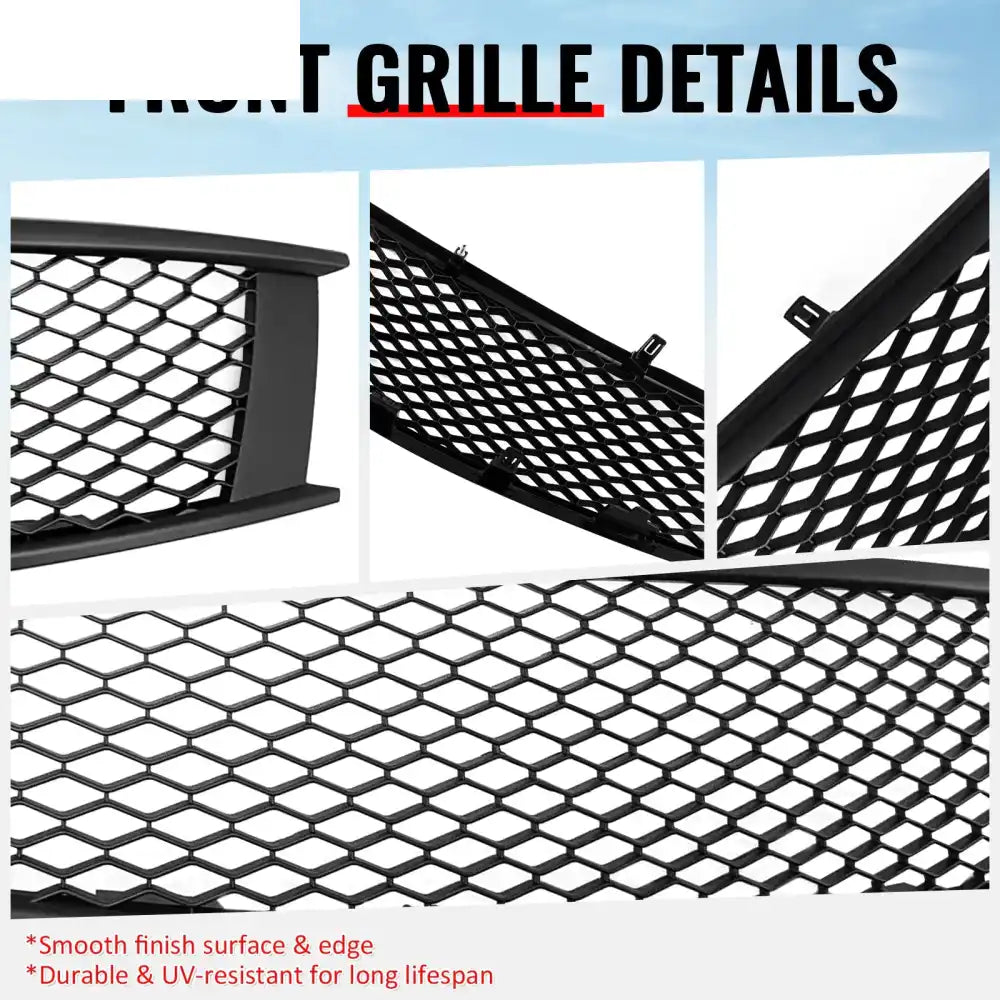 2008-2013 Infiniti G37 Coupe & 2014-2015 Q60 Honeycomb Style Front Bumper Upper Grille Replacement Matte Black ABS