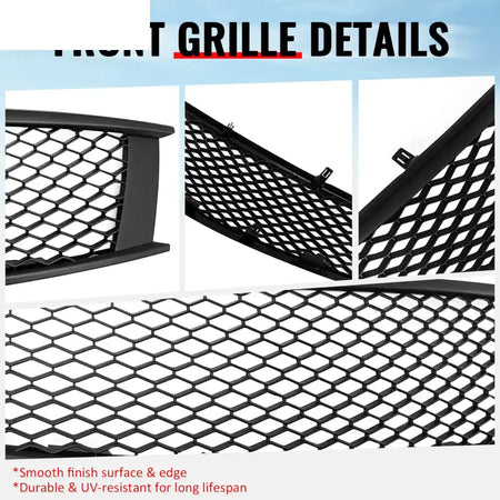 2008-2013 Infiniti G37 Coupe & 2014-2015 Q60 Honeycomb Style Front Bumper Upper Grille Replacement Matte Black ABS