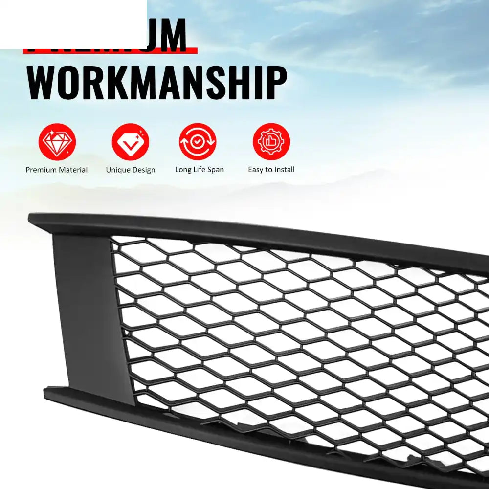 2008-2013 Infiniti G37 Coupe & 2014-2015 Q60 Honeycomb Style Front Bumper Upper Grille Replacement Matte Black ABS