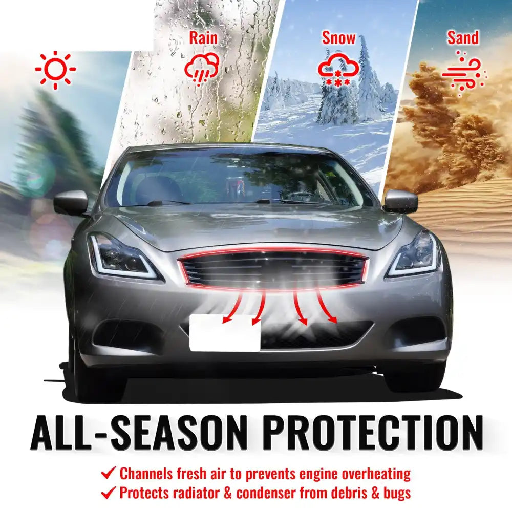 2008-2013 Infiniti G37 Coupe & 2014-2015 Q60 OE Style Front Bumper Upper Grille Replacement Carbon Fiber Print ABS