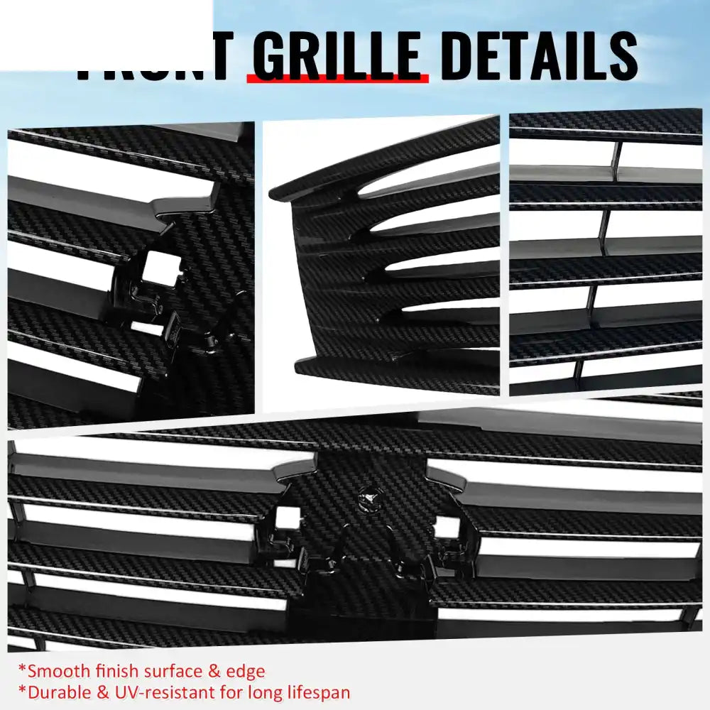 2008-2013 Infiniti G37 Coupe & 2014-2015 Q60 OE Style Front Bumper Upper Grille Replacement Carbon Fiber Print ABS