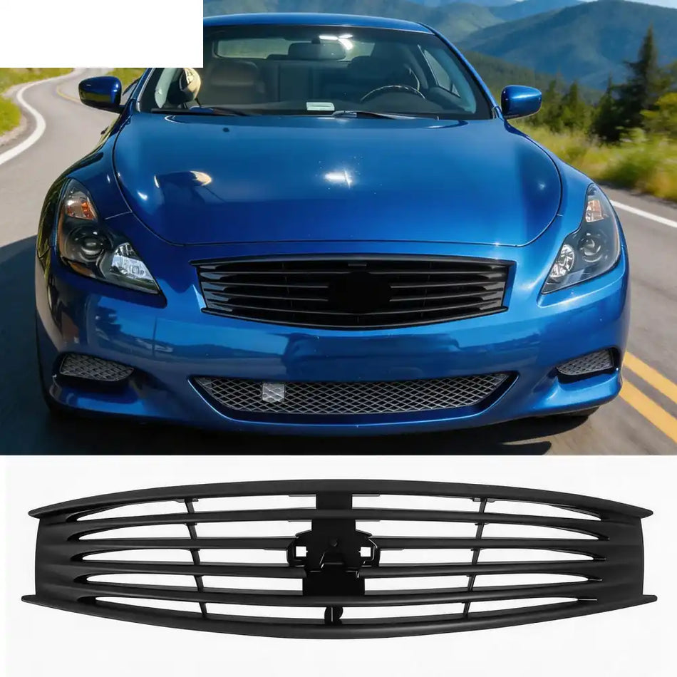 2008-2013 Infiniti G37 Coupe & 2014-2015 Q60 OE Style Front Bumper Upper Grille Replacement Matte Black ABS Matte Black