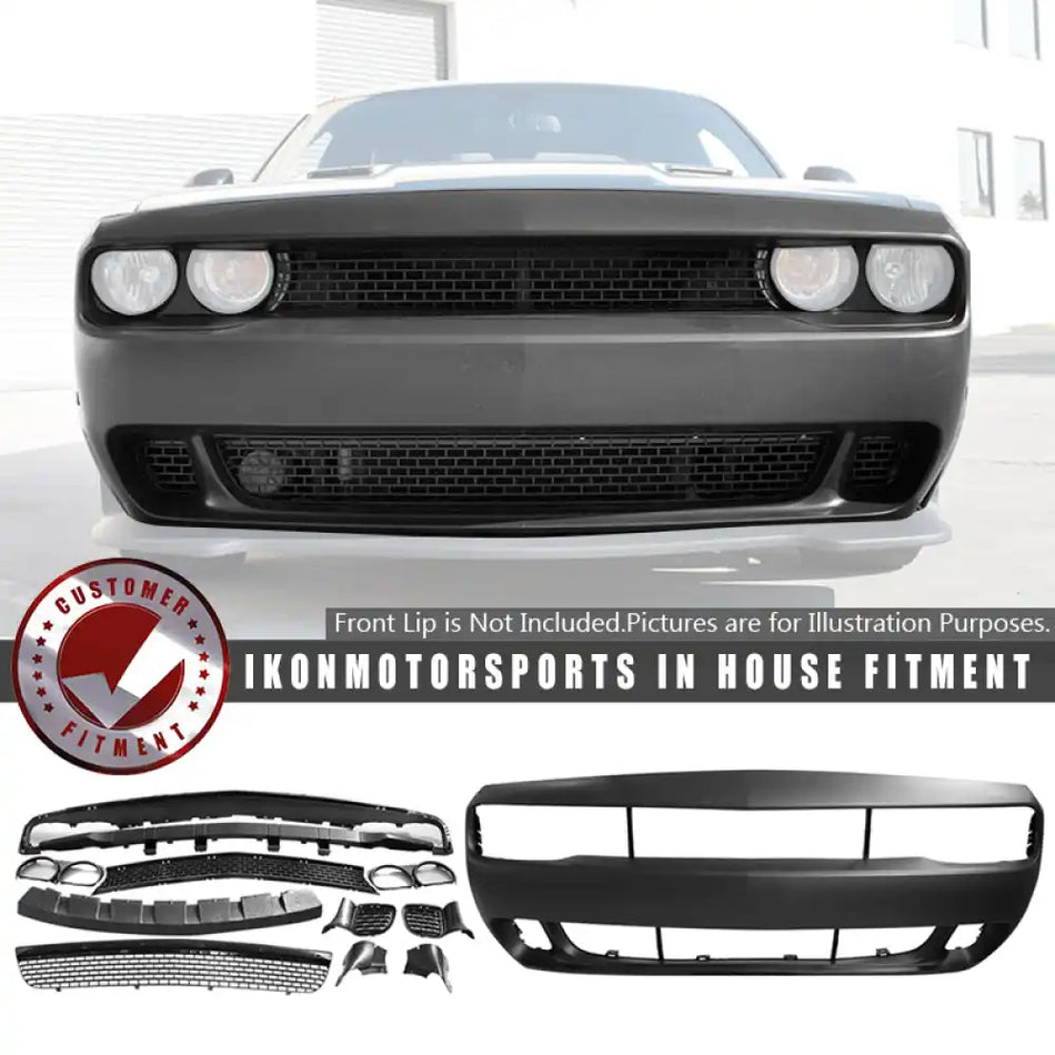 2008-2014 Dodge Challenger Front Bumper Cover w/ Car Grille Unpainted