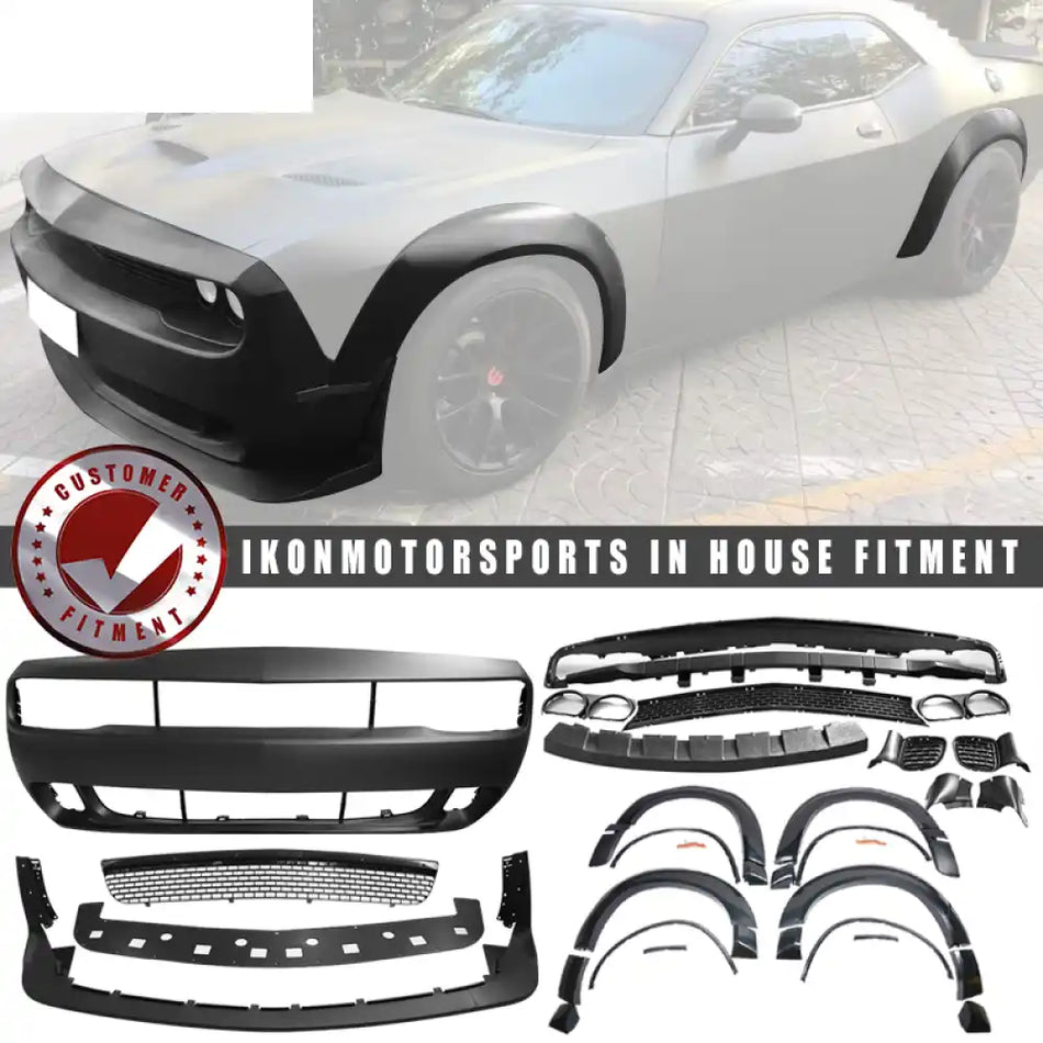 2008-2014 Dodge Challenger Front Bumper + Demon Lip + Fender Flares